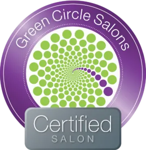 A green circle salon certified logo