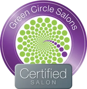 A green circle salon certified logo