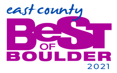 A purple and blue logo for the best of boulder county.