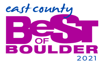 A purple and blue logo for the best of boulder county.